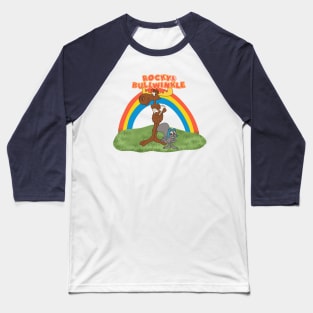 Vintage Rocky and Bullwinkle Rainbows Garden Baseball T-Shirt